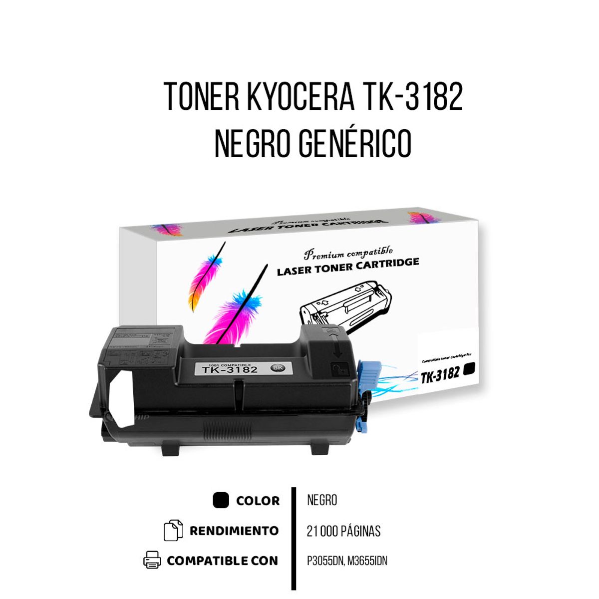 GENERICO - Toner Kyocera TK-3182 Negro 21K Pág P3055DN Compatible