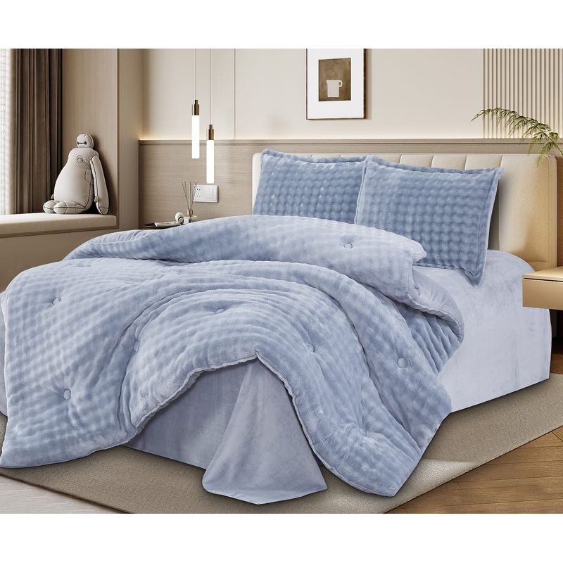 CASATEX - Set Edredon 2 Plz de Piel de Conejo c/ Piel de Angel 5 Piezas Premium