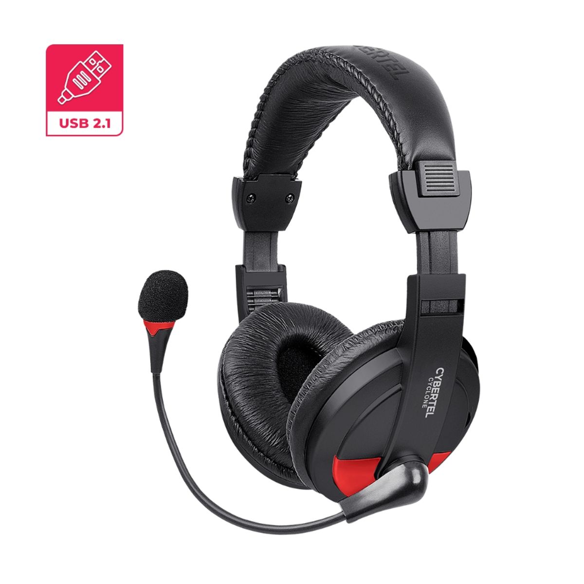 CYBERTEL - Audífono con Micrófono Gamer Rojo con negro H370B-U Cybertel
