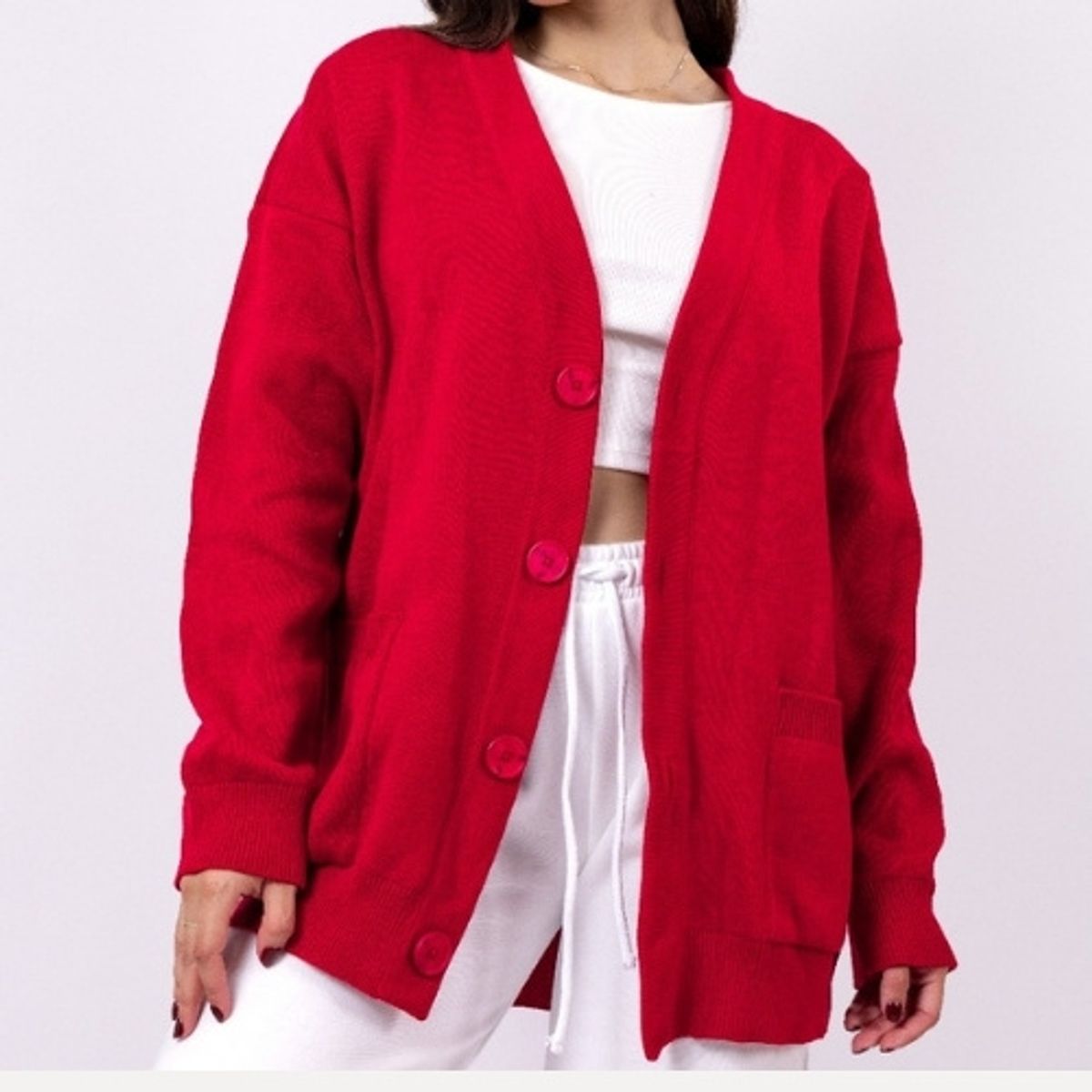 ANTAR - CARDIGAN CARMESI MANGA LARGA