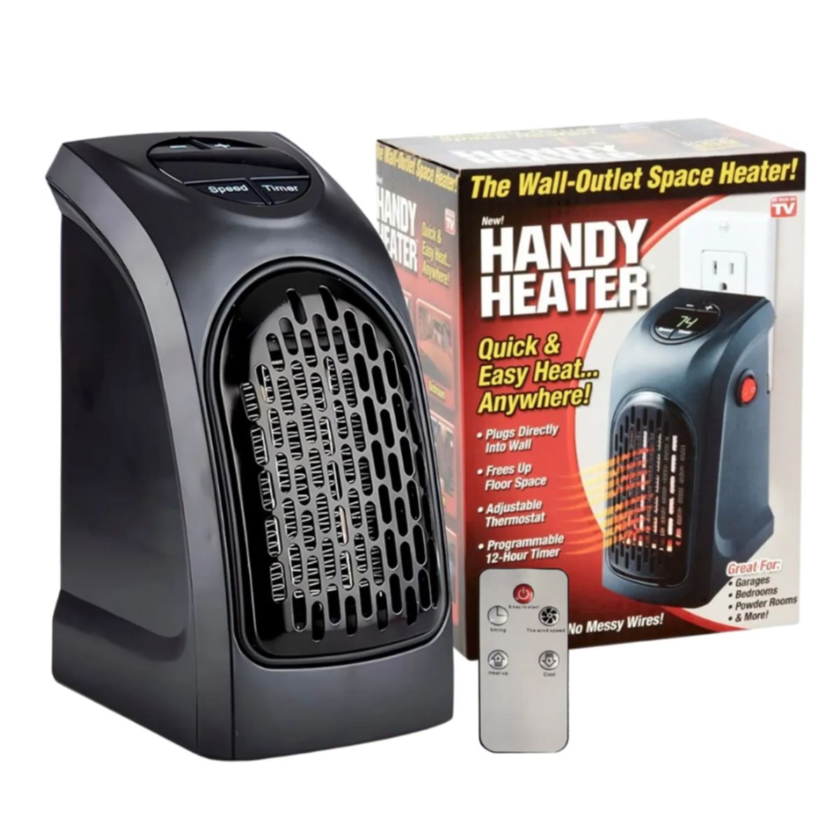 GENERICO - Calefactor Estufa Portátil 400W Control Remoto para Oficina Dormitorio