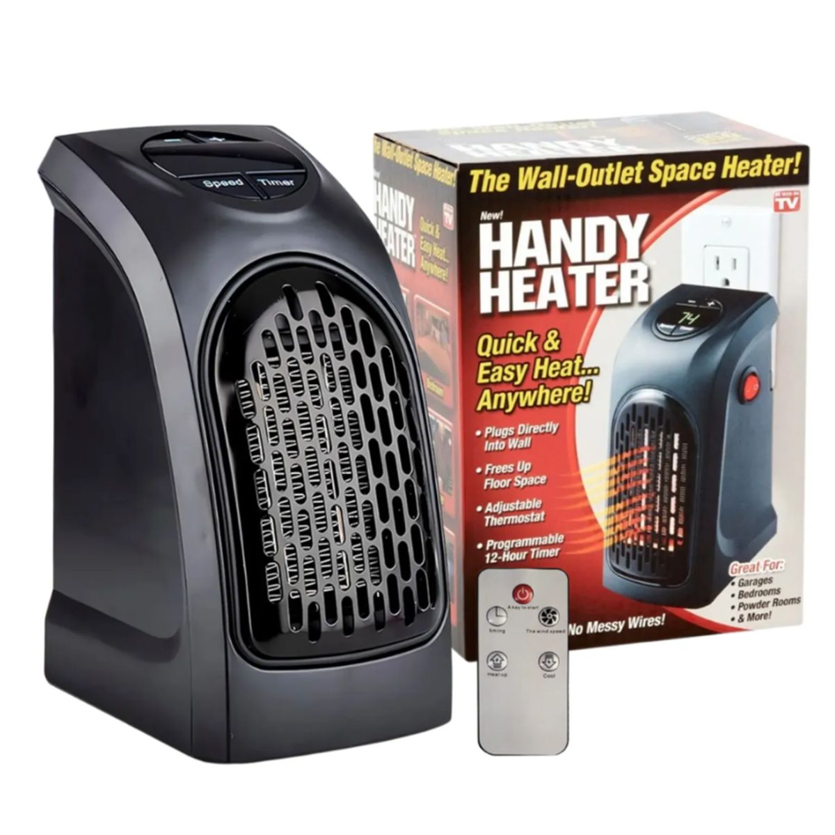 GENERICO - Calefactor Estufa Portátil 400W Control Remoto para Oficina Dormitorio