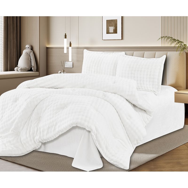 CASATEX - Set Edredon King de Piel de Conejo c/ Piel de Angel 5 Piezas Premium