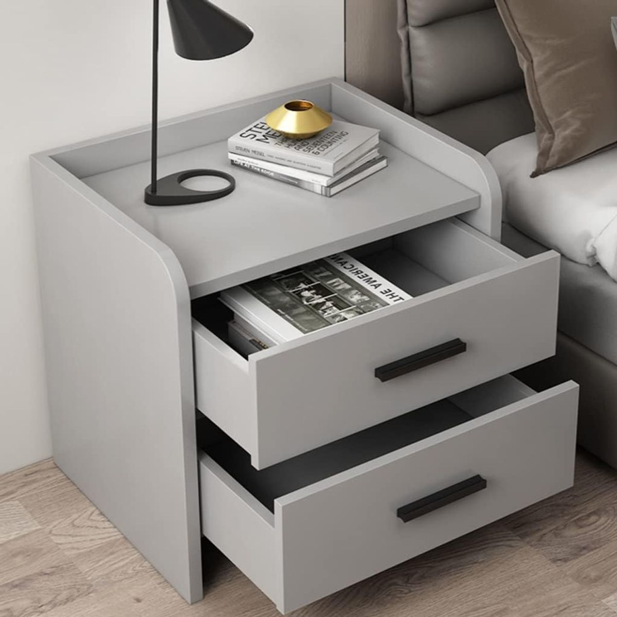 STARHOME - Velador Moderno Starhome Noctis Dos Cajones Gris