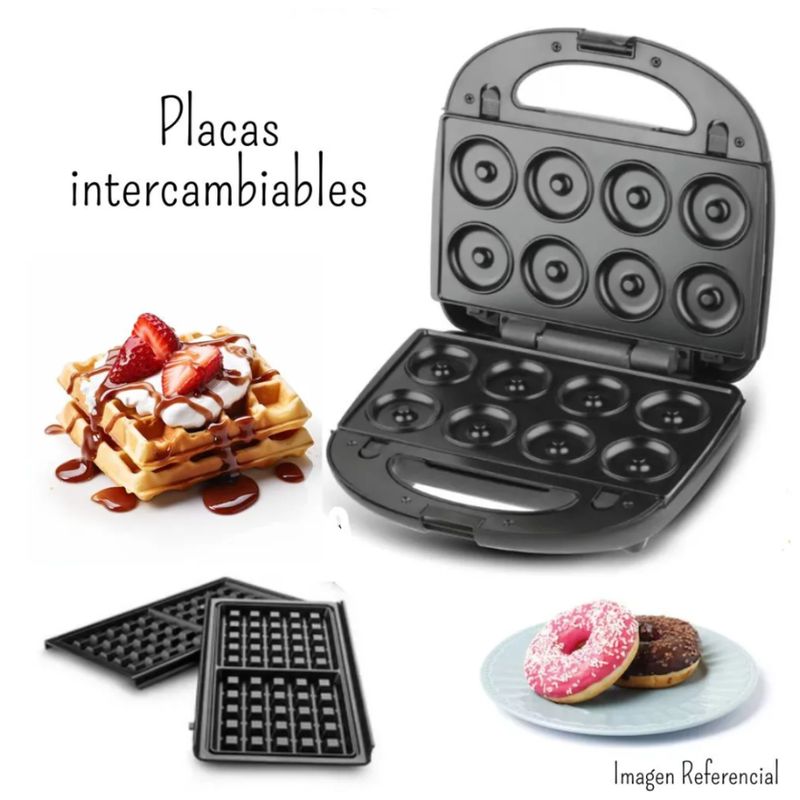 GENERICO - Maquina Para Hornear Donas Y Waffles 2 En 1 RAF 850watts