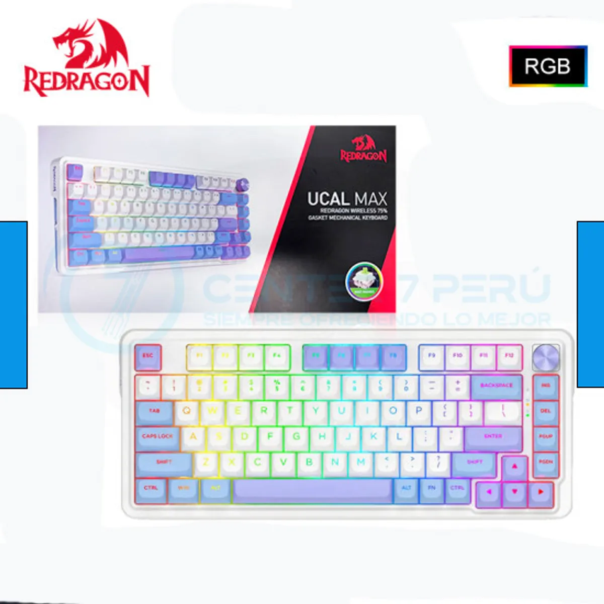 REDRAGON - Teclado Redragon UCALMAX-RGB Wireless English K673WBP