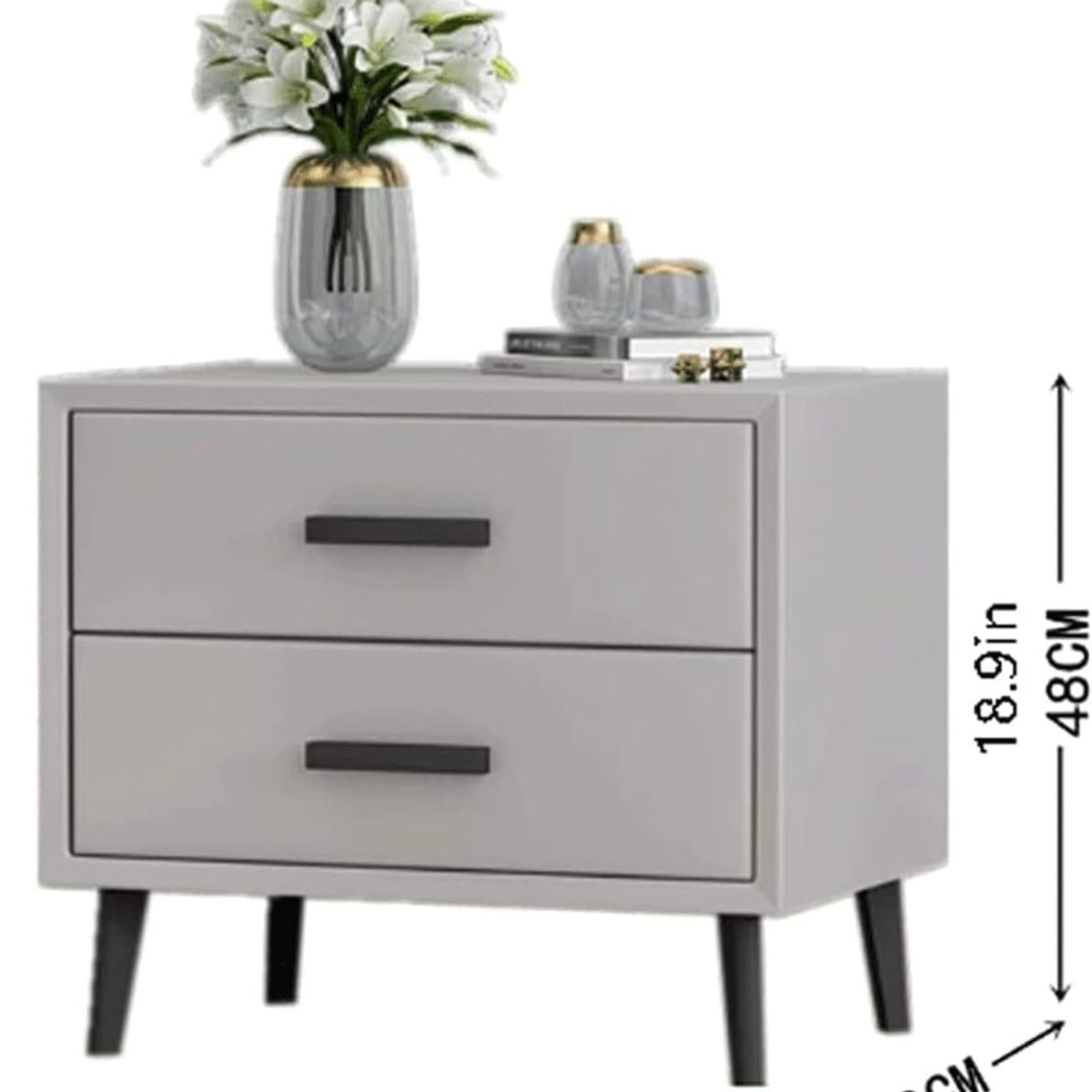 STARHOME - Velador Moderno Starhome Moonside Dos Cajones Gris