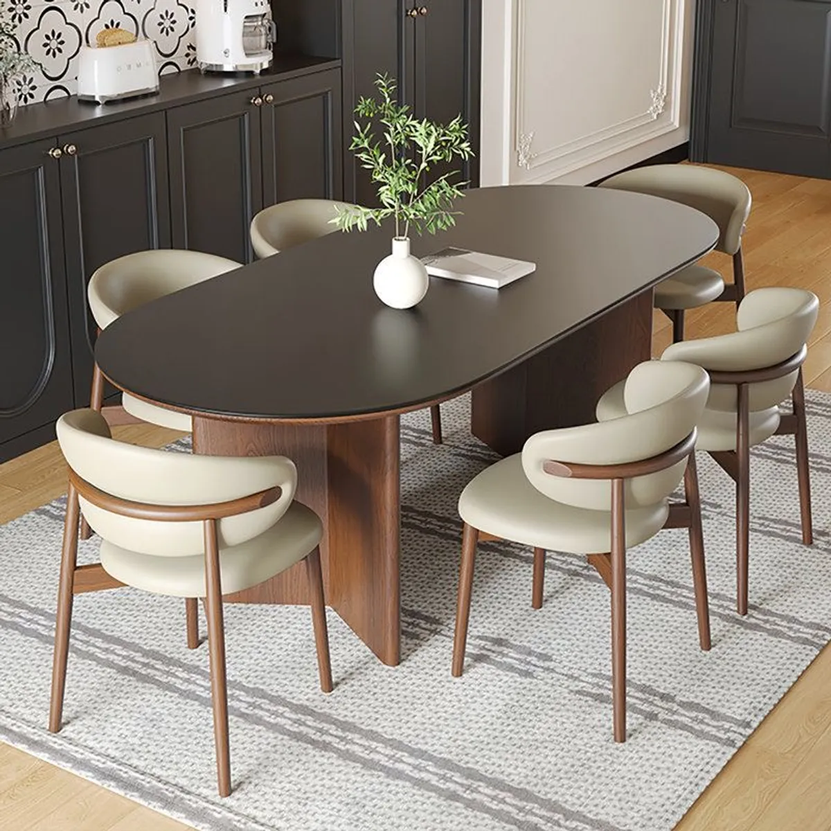 STIL NOVO - JUEGO DE COMEDOR 6 SILLAS LUNA NOGAL