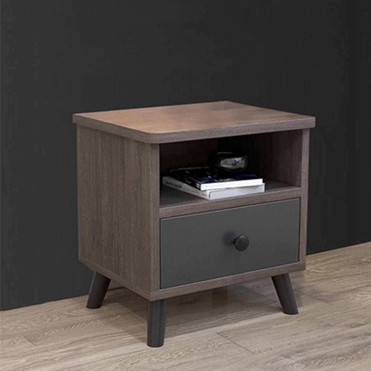 STARHOME - Velador Moderno Starhome Veliza Dos Cajones Marrón Y Plomo