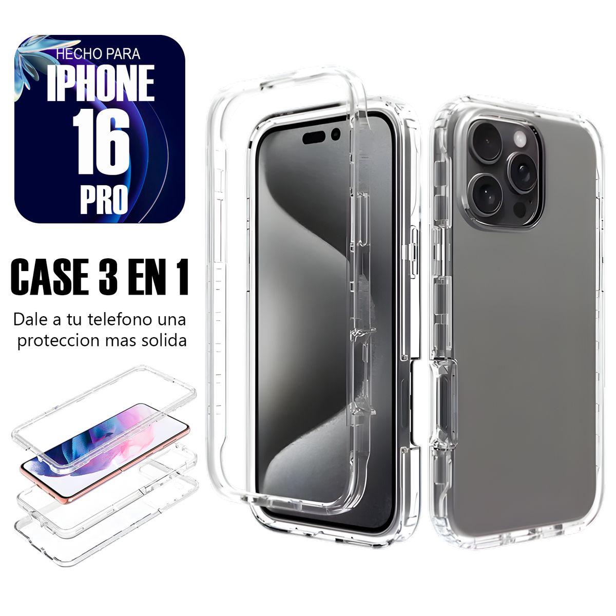 ASIA IMPORT - Case Triple es 3 en 1 Para Iphone 16 Pro