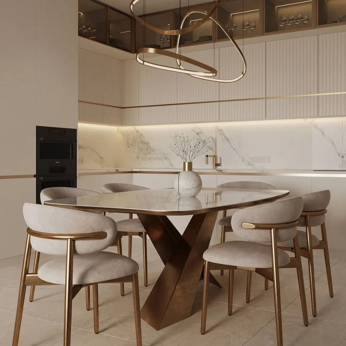 STIL NOVO - JUEGO DE COMEDOR 6 SILLAS JULIA BEIGE CLARO