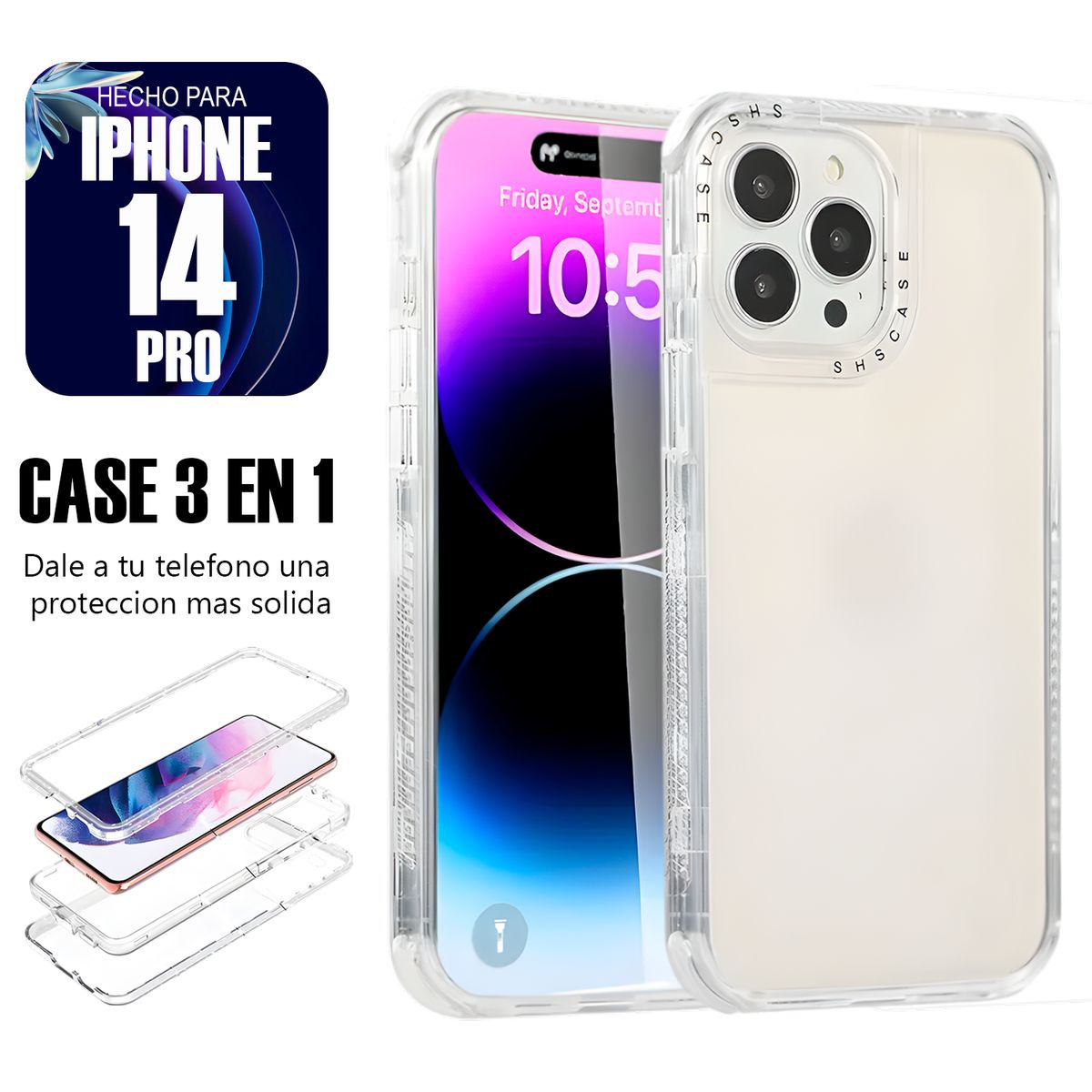 ASIA IMPORT - Case Triple es 3 en 1 Para Iphone 14 Pro