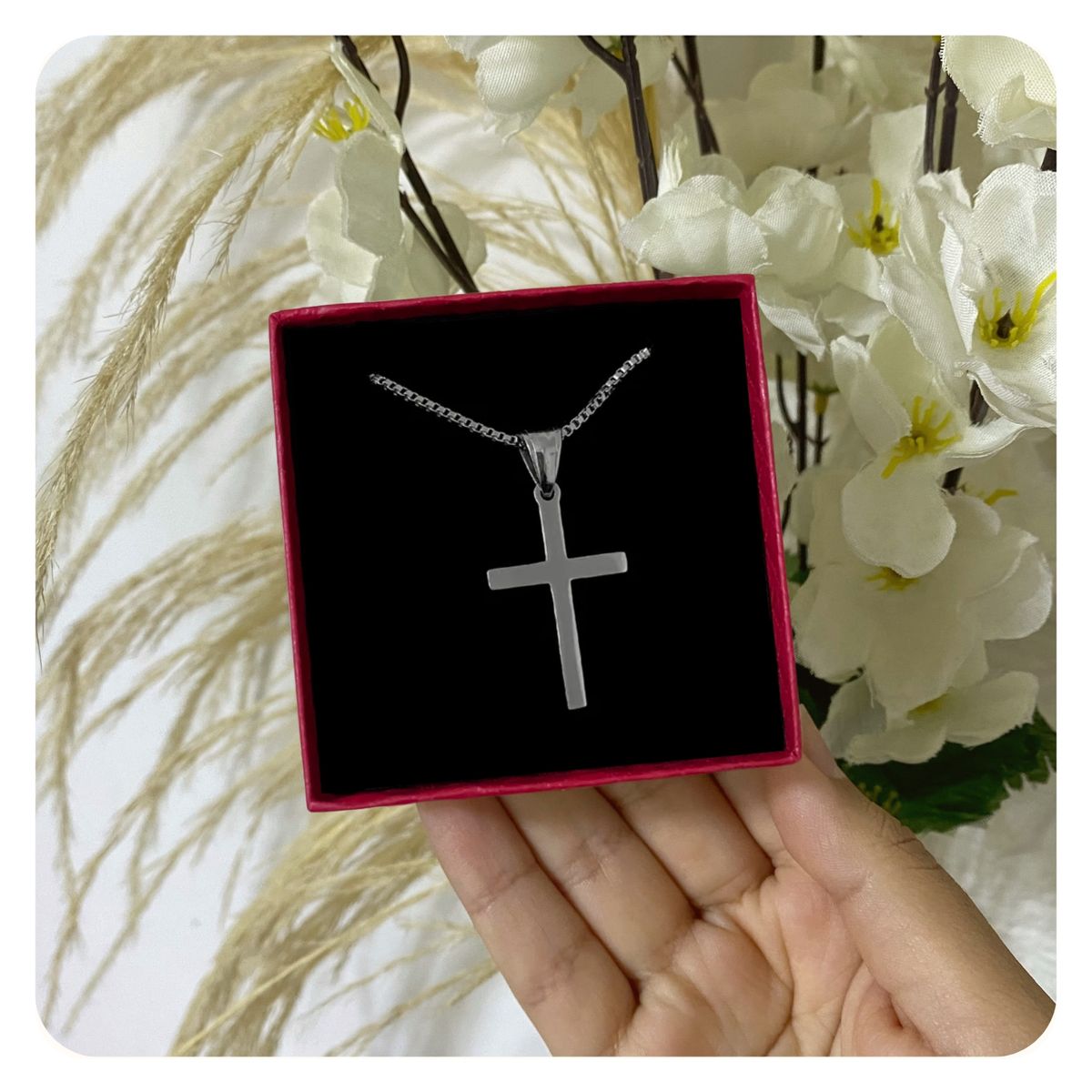 GENERICO - Collar Unisex Cruz Liso Regalo Religioso Acero Quirúrgico Plateado