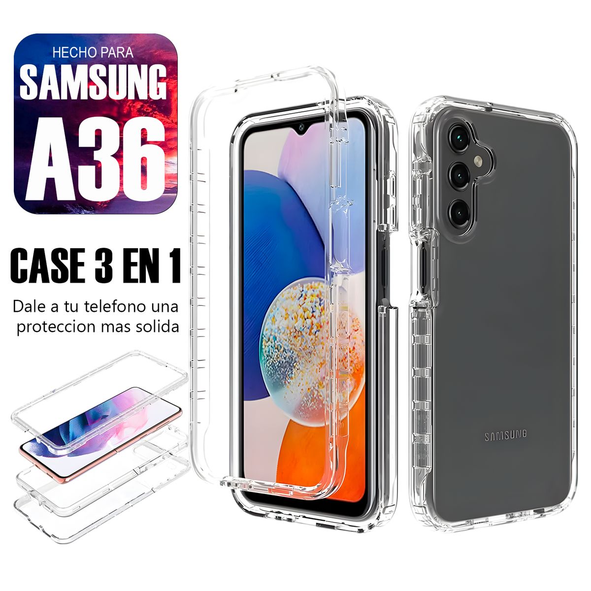 ASIA IMPORT - Case Triple es 3 en 1 Para Samsung A36