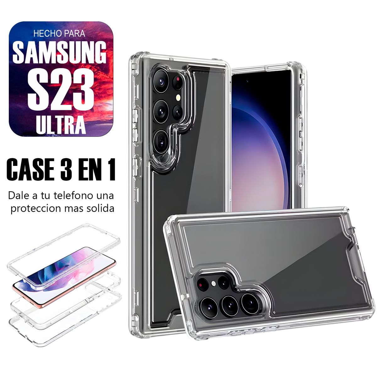 ASIA IMPORT - Case Triple es 3 en 1 Para Samsung S23 Ultra