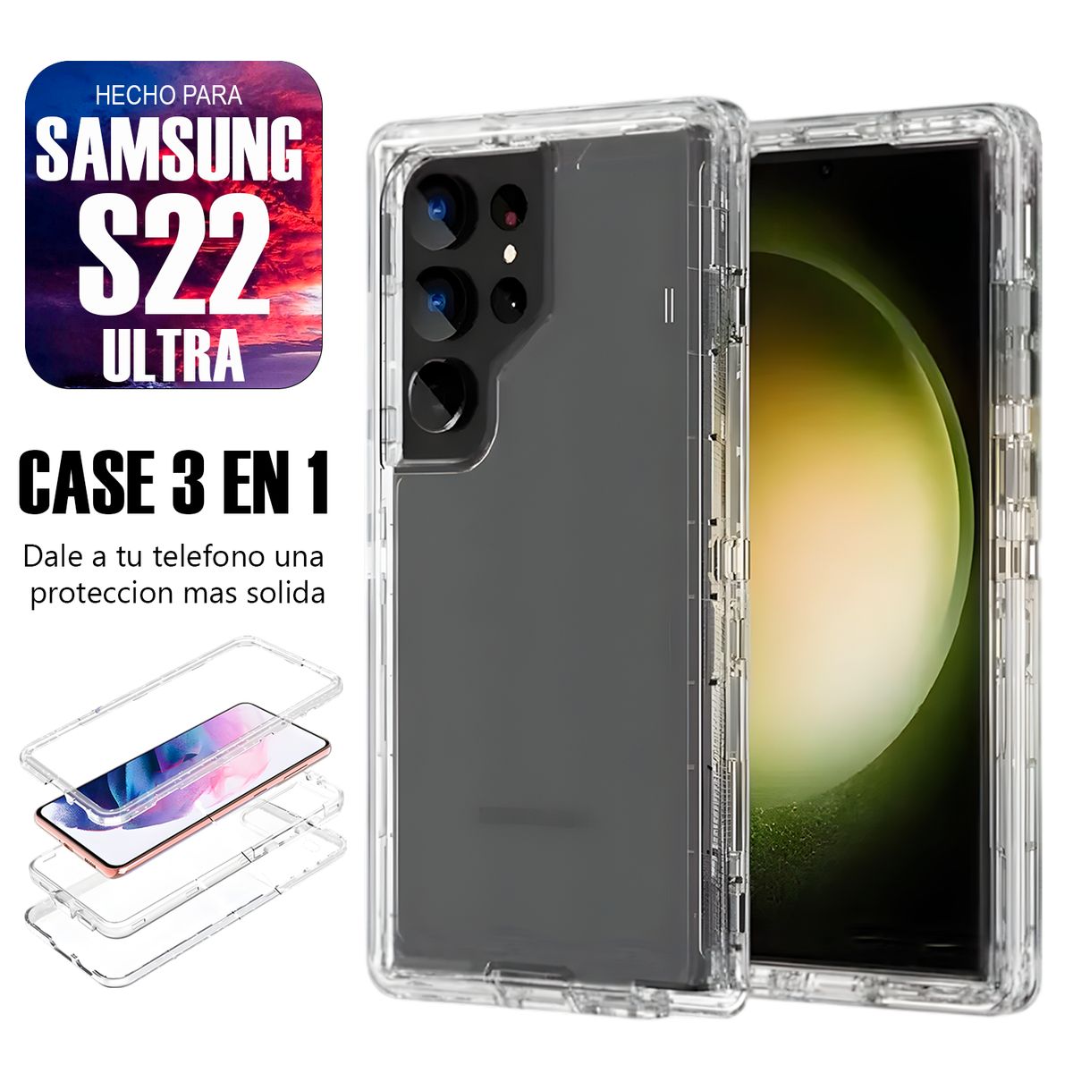 ASIA IMPORT - Case Triple es 3 en 1 Para Samsung S22 Ultra