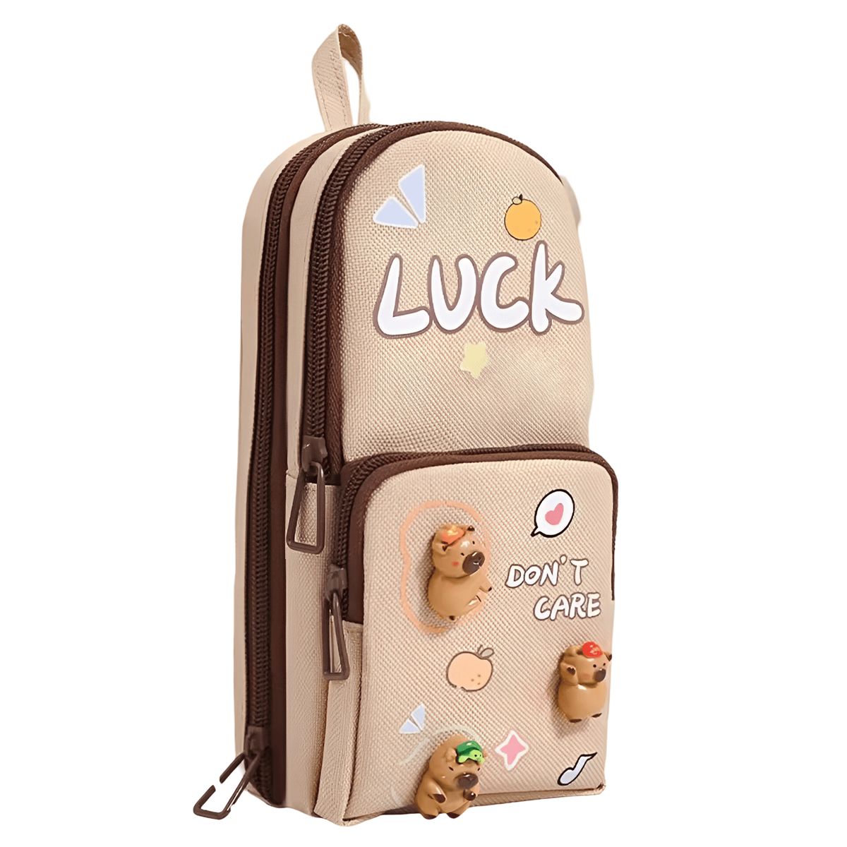 GENERICO - Cartuchera Capibara Espaciosa Con Pines Diseño Luck