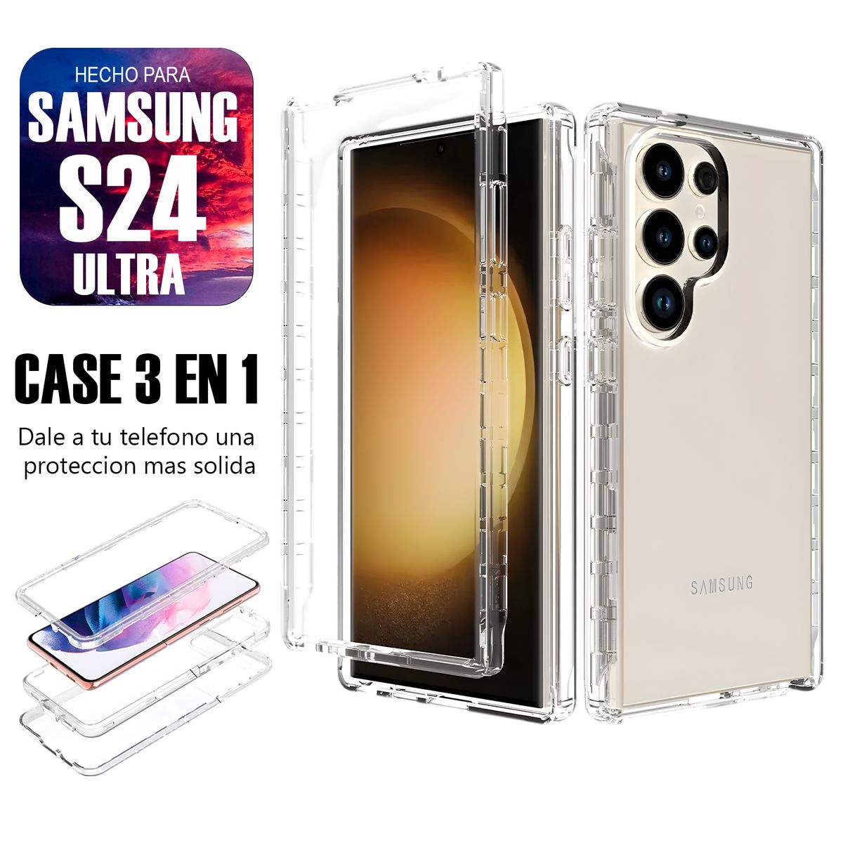 ASIA IMPORT - Case Triple es 3 en 1 Para Samsung S24 Ultra
