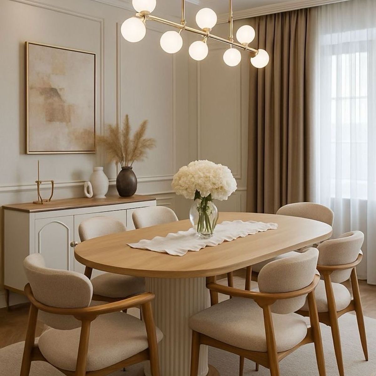 STIL NOVO - JUEGO DE COMEDOR 6 SILLAS MIA BEIGE CLARO