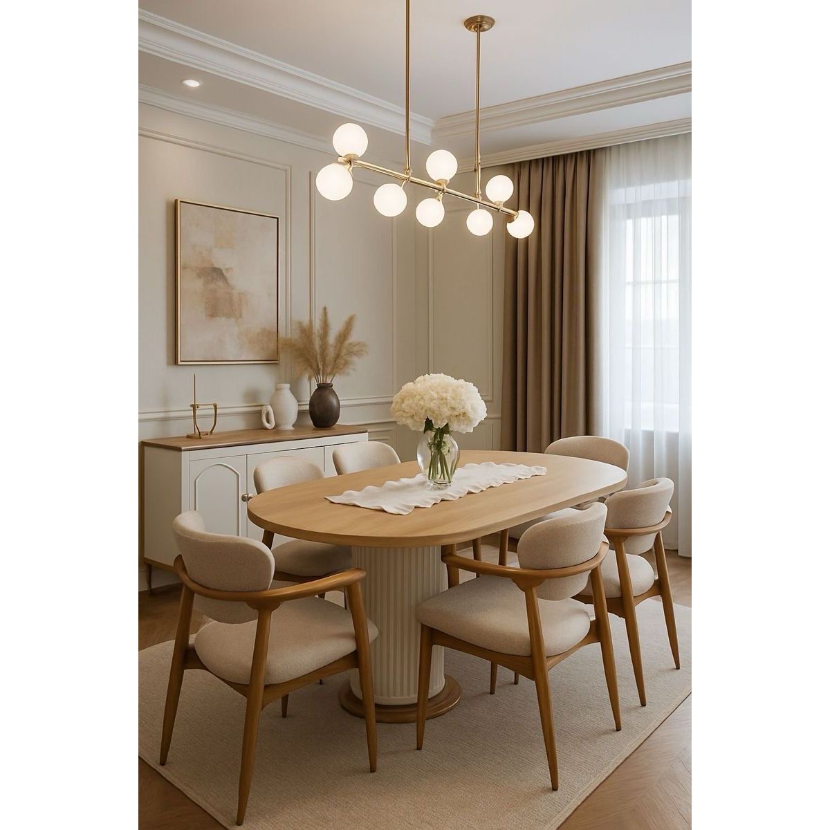 STIL NOVO - JUEGO DE COMEDOR 6 SILLAS MIA BEIGE CLARO