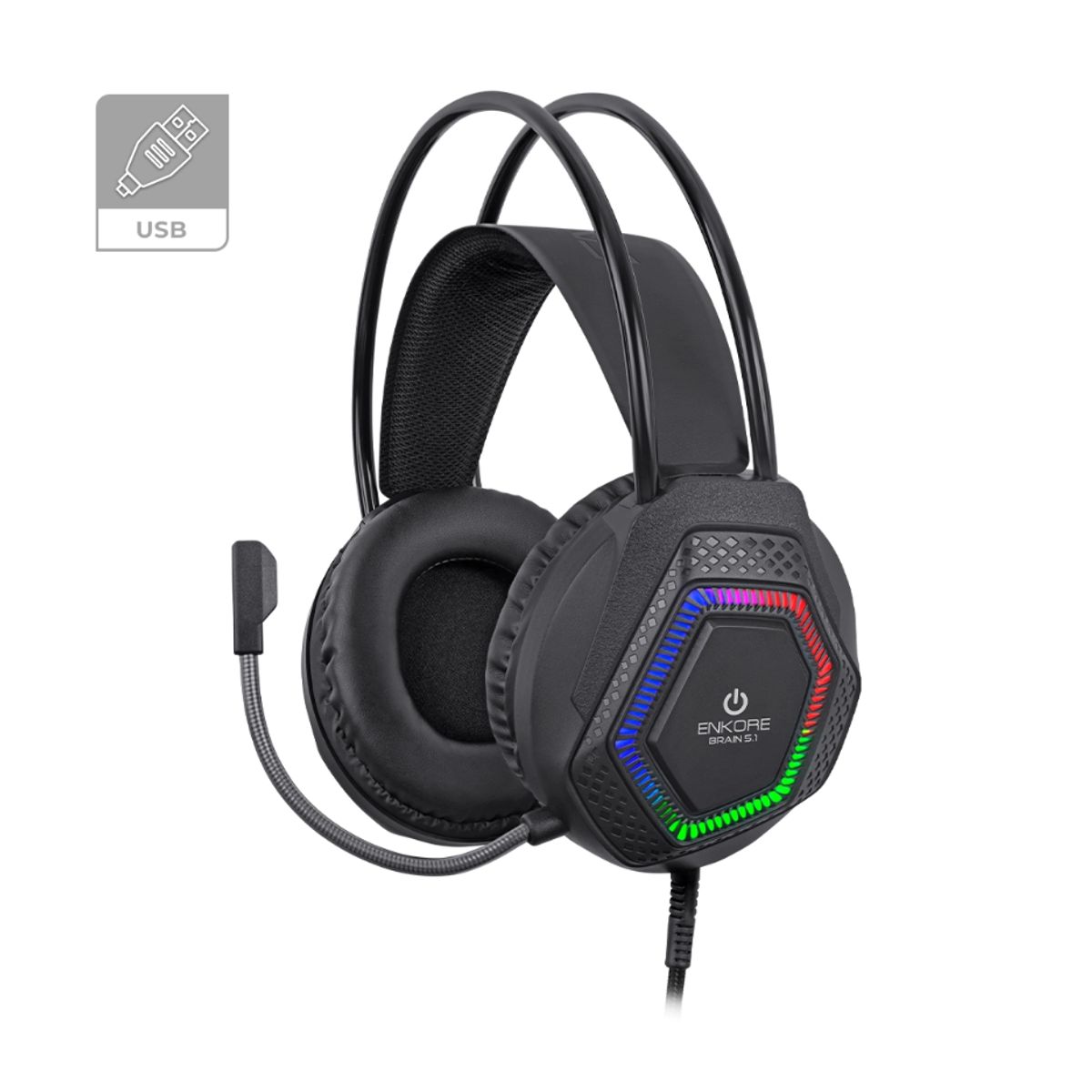 ENKORE - Audífono con Micrófono Gamer 5.1 EKHG1009U BRAIN Enkore