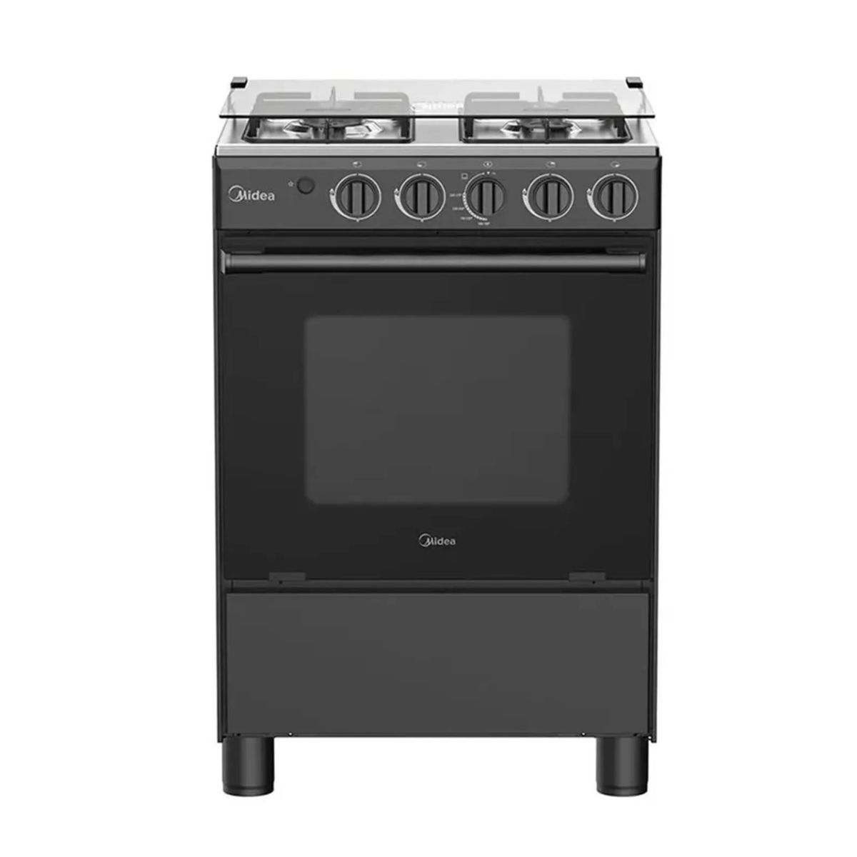 MIDEA - COCINA DE PIE MIDEA MGS24FS2LFABBC-PE A GAS 4 HORNILLAS NEGRO