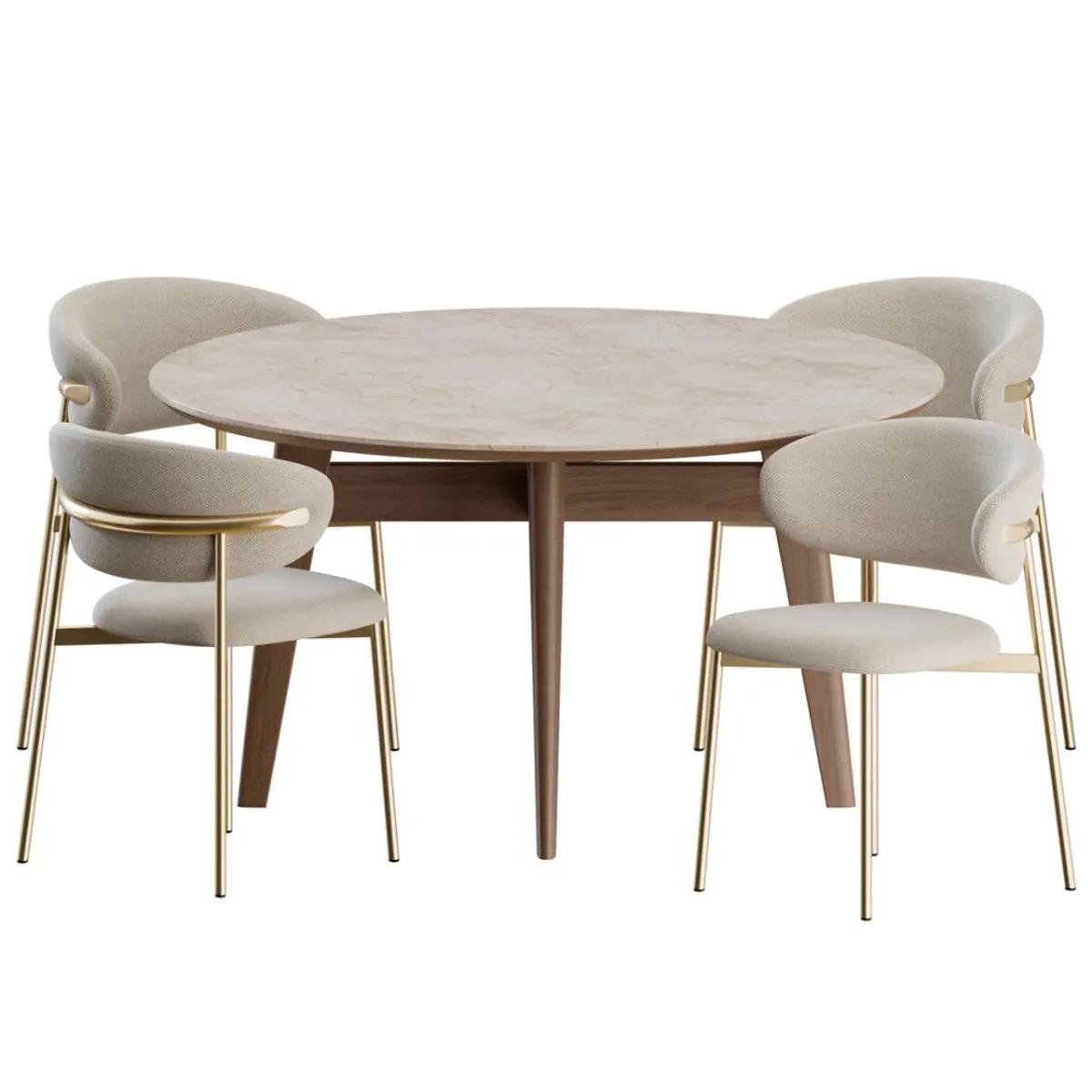 STIL NOVO - JUEGO DE COMEDOR 4 SILLAS CAYETANA DORADO