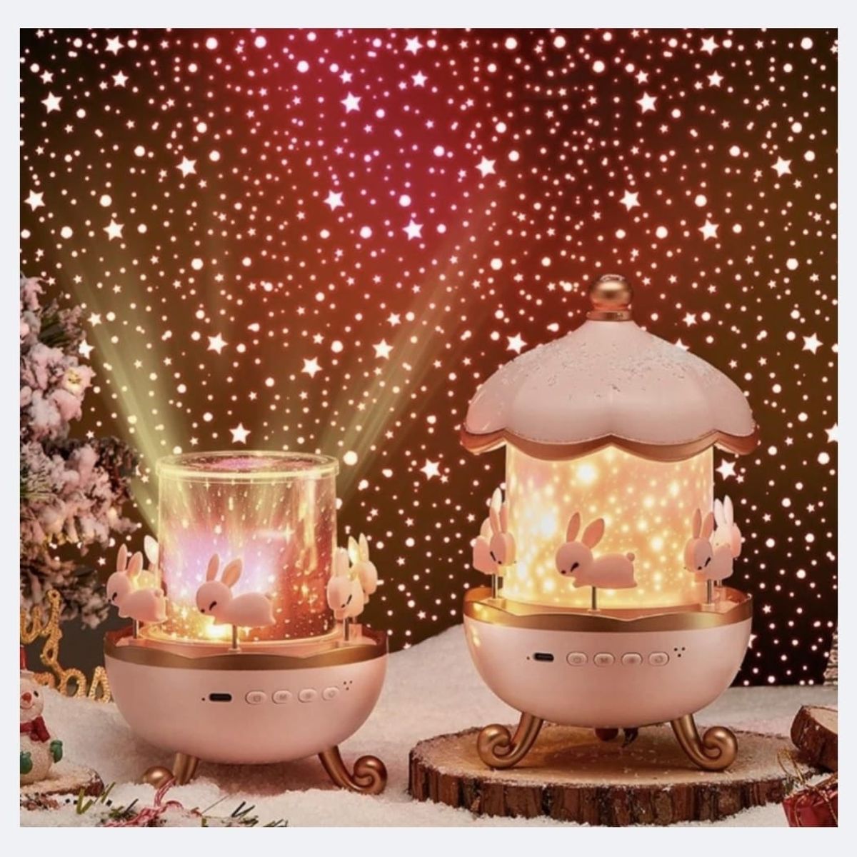 GENERICO - Lámparas de Carrusel Proyector Estrellas con Bluetooth con 6 Lámina