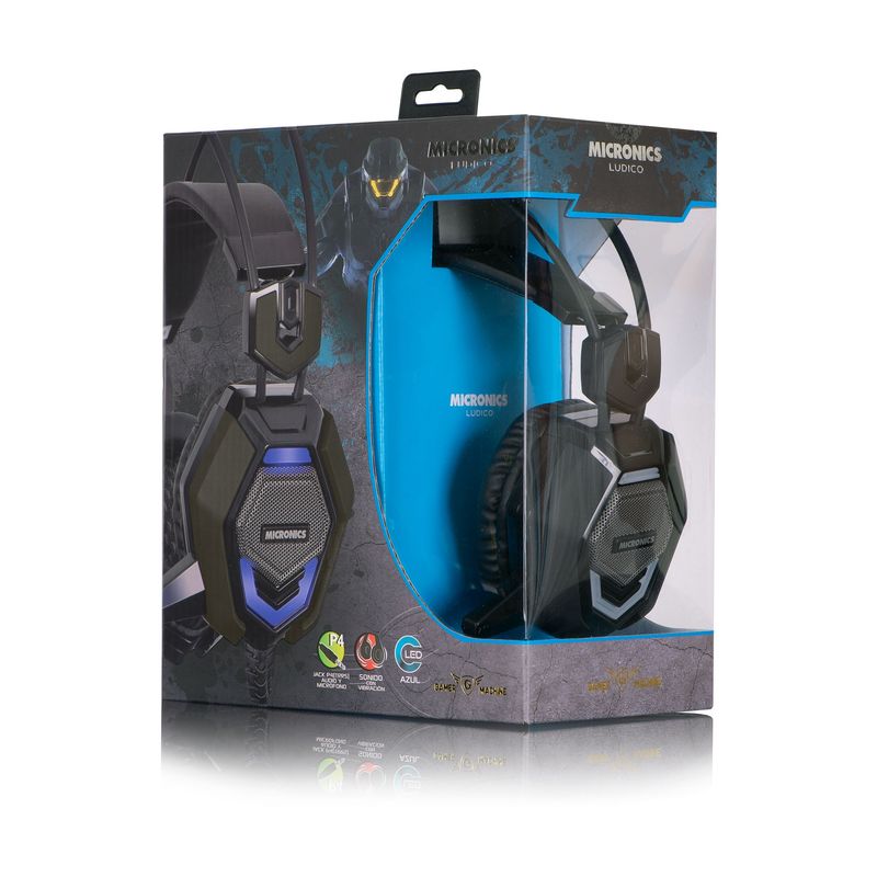 MICRONICS - AURICULAR LUDICO MIC HG801P4+P3 GAMER LED CMICRO VIBRADOR MICRONICS