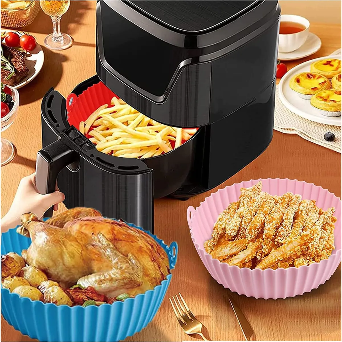 GENERICO - BANDEJA MOLDE ANTIADHERENTE PARA FREIDORA DE AIRE DE SILICONA