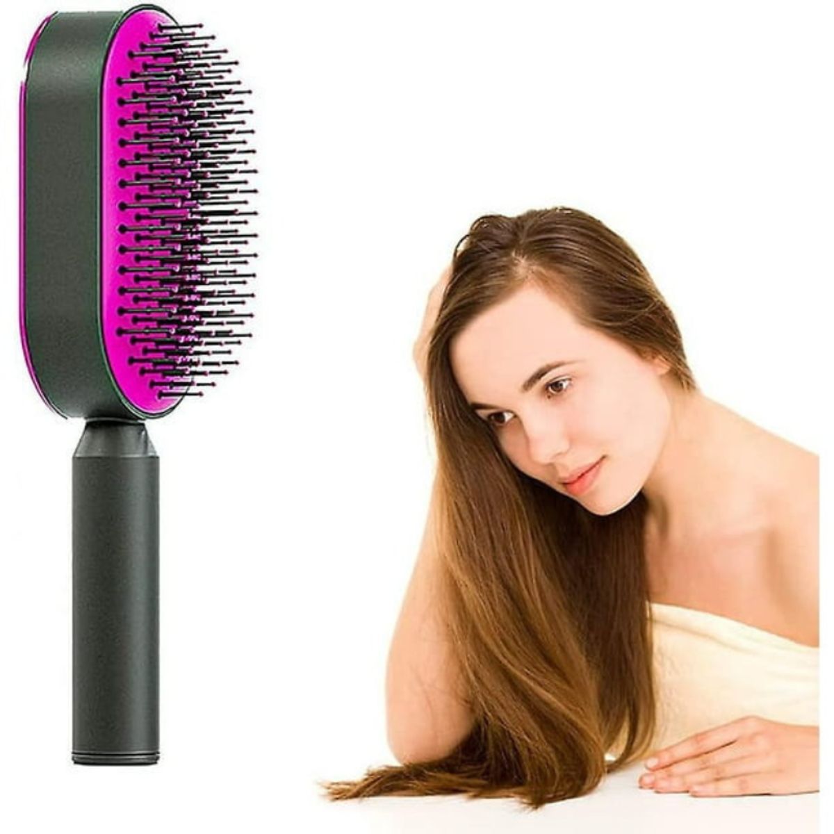 GENERICO - Cepillo De Pelo Autolimpiante Nuevo Cepillo 3d Air - Color Púrpura