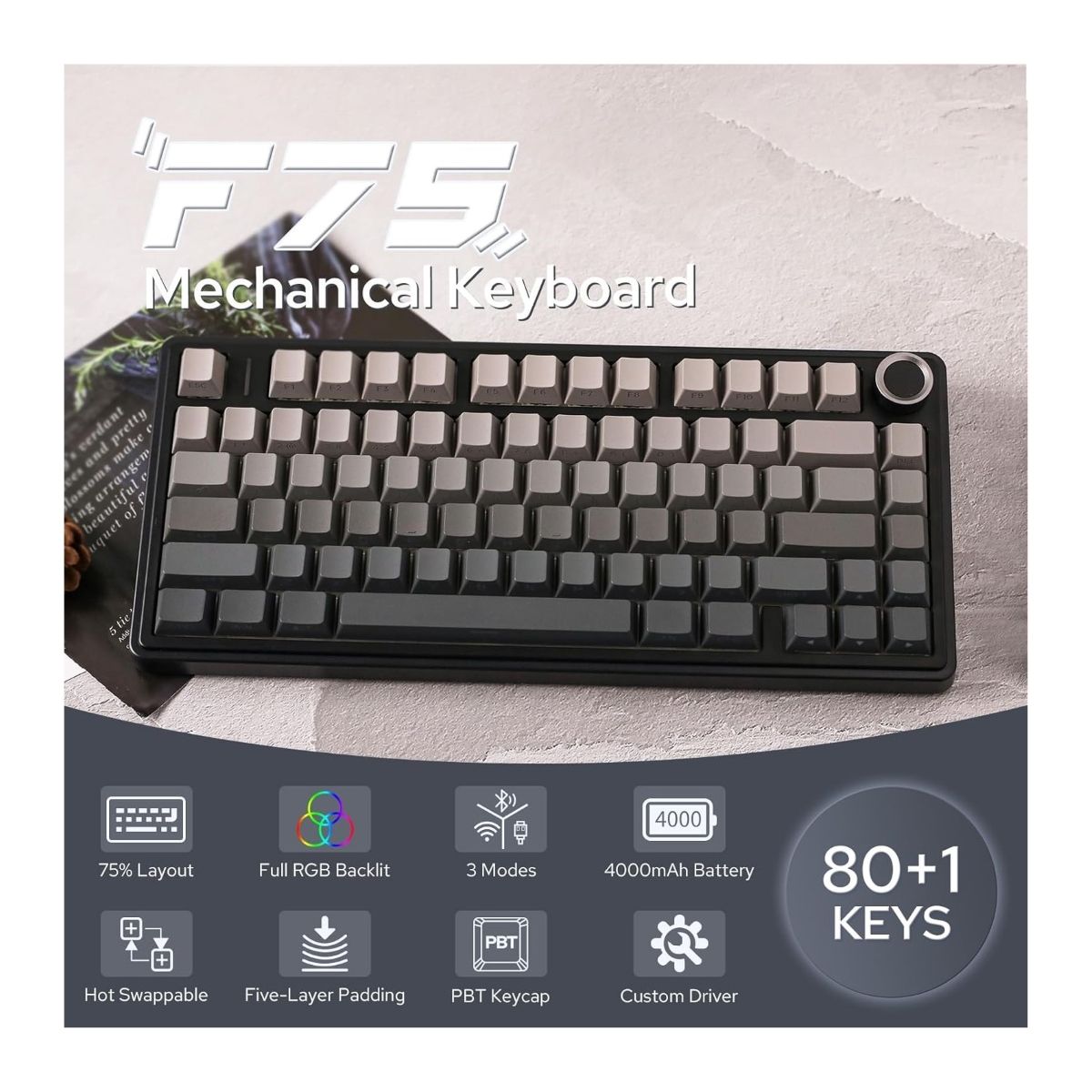 AULA - Teclado Mecanico Inalambrico EPOMAKER x AULA F75 24GBTUSB-C