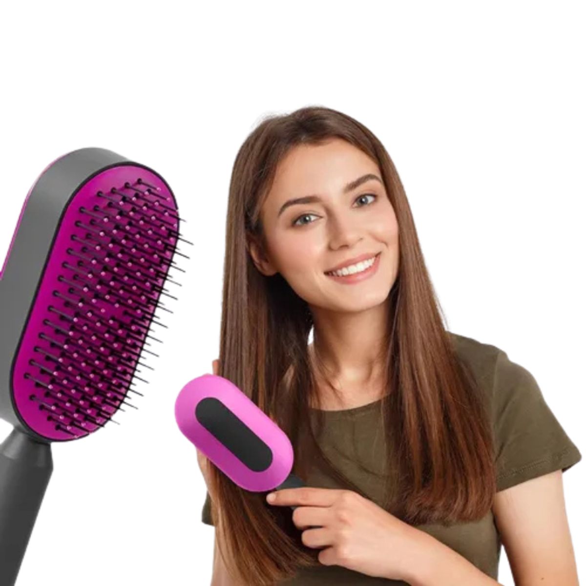 GENERICO - Cepillo Peine de Cabello Autolimpiante Portátil  - Color Púrpura