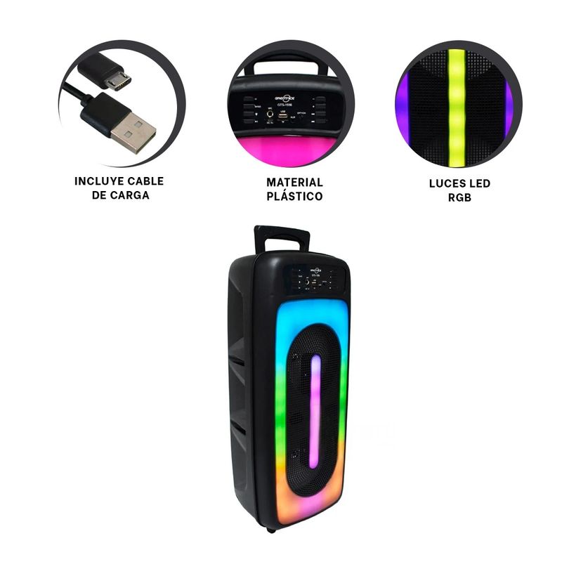 GENERICO - Pack2 Parlante con Microfono de 6pulg Y+Banderitas Adhesivas