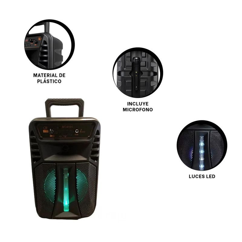 GENERICO - Pack2 Parlante con Microfono de 8pulg Y+Banderitas Adhesivas