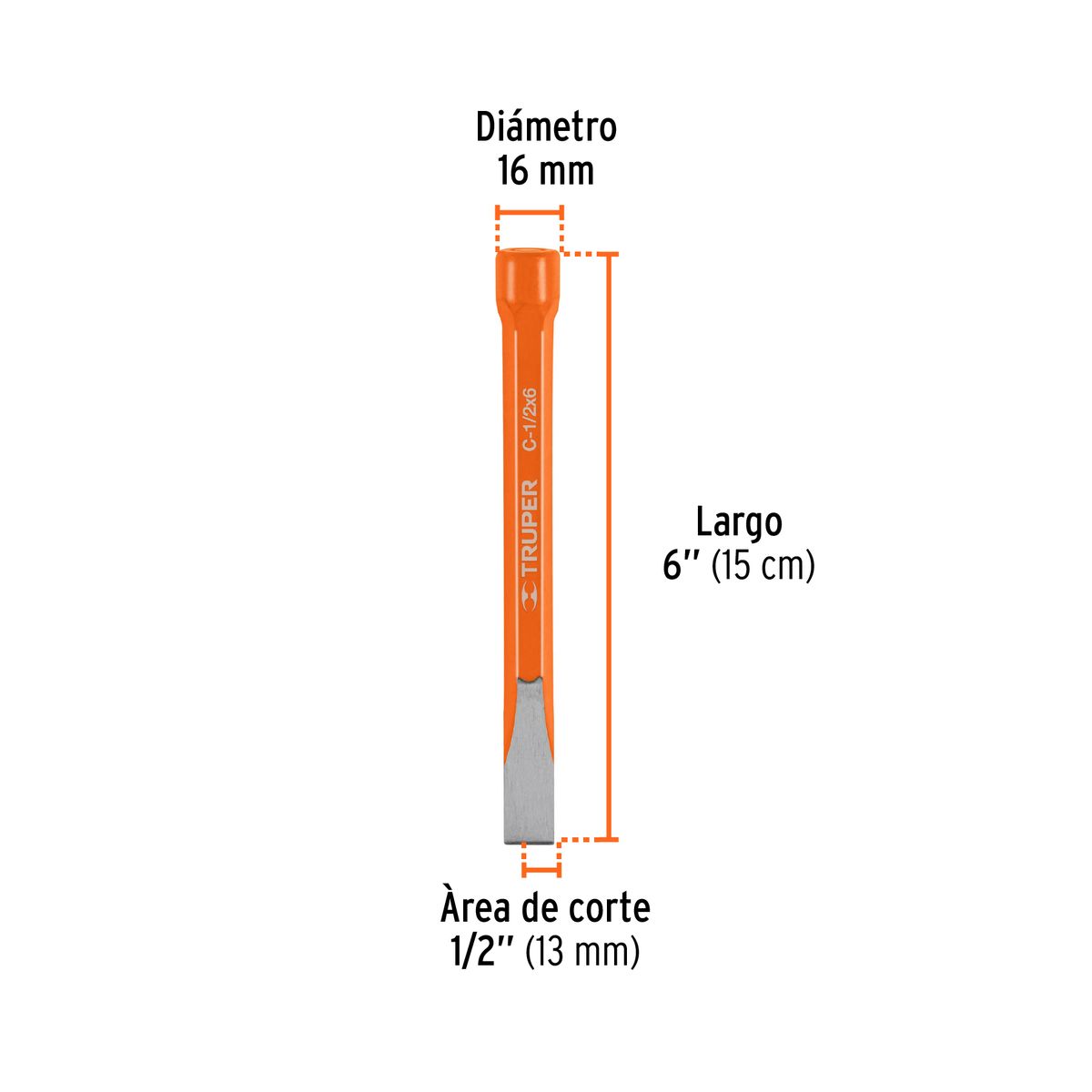 Truper - Cincel 1/2" X 6" de Corte Frio 12115 Truper