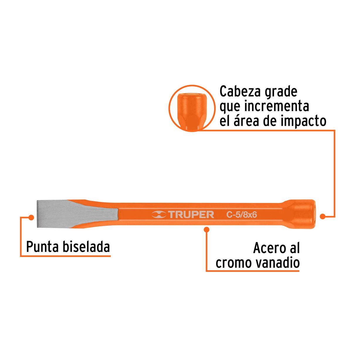 TRUPER - Cincel 5/8" X 6" de Corte Frio 12127 Truper