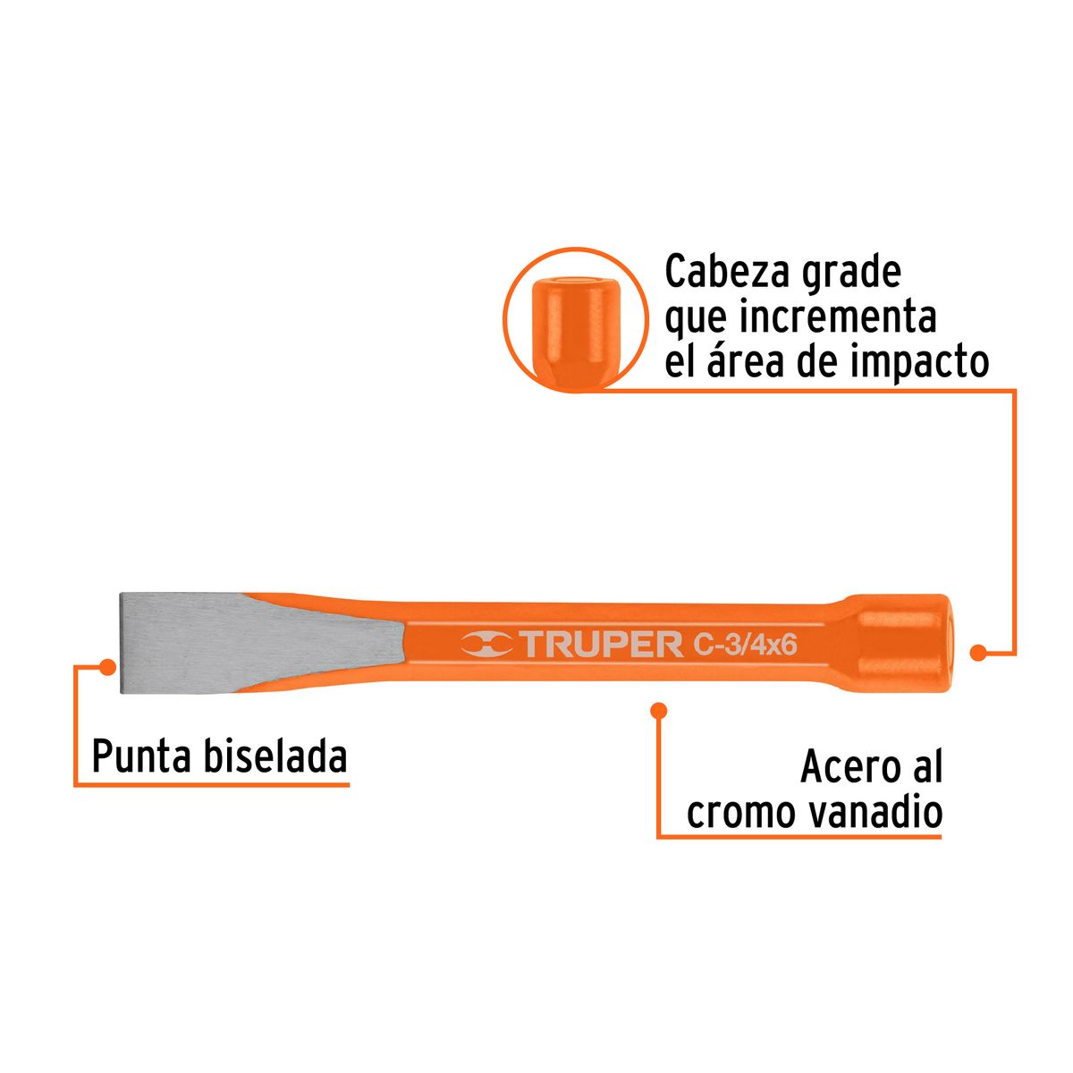 TRUPER - Cincel 3/4" X 6" de Corte Frio 12139 Truper