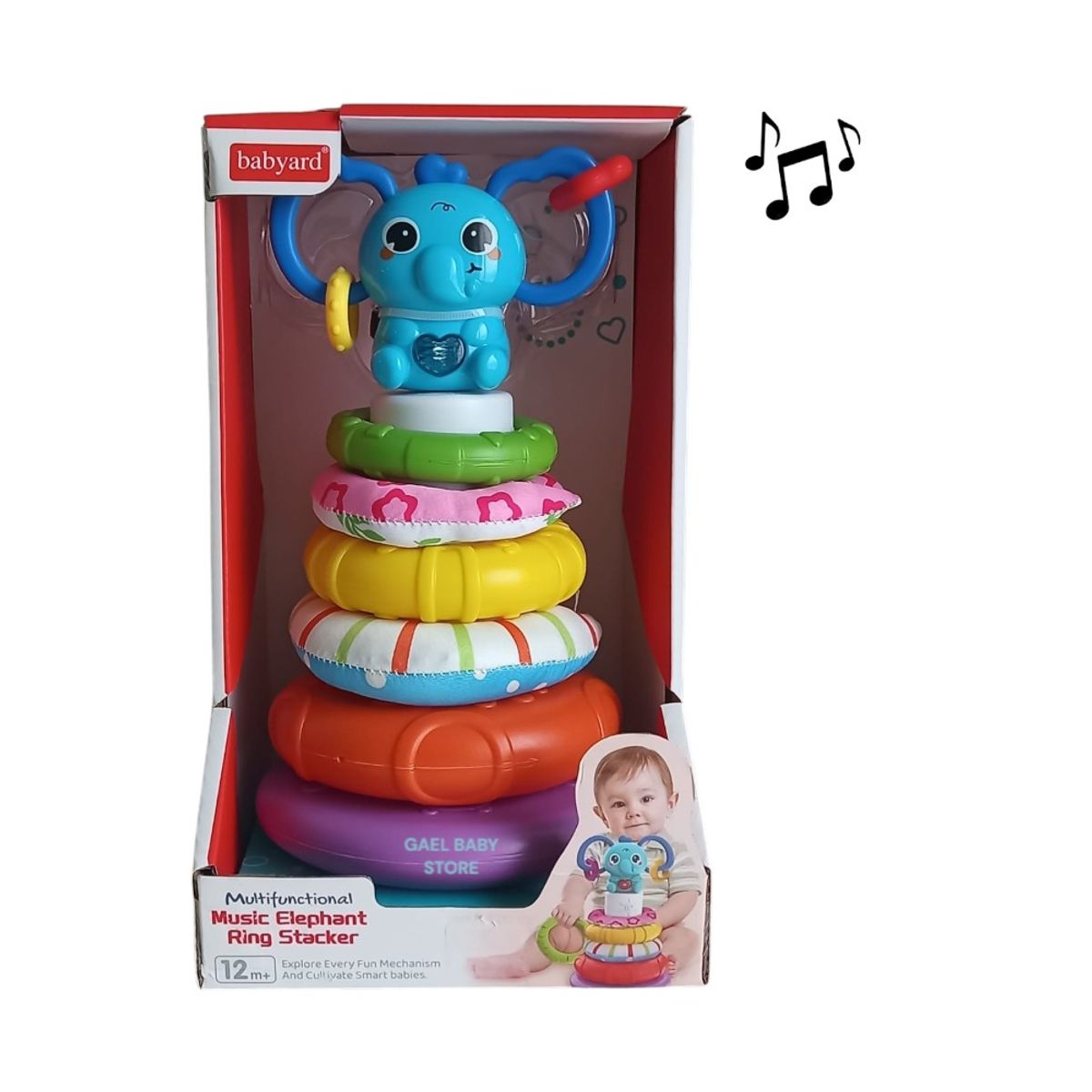 GENERICO - JUGUETE TORRE APILABLE MUSICAL CON FORMA DE ELEFANTE