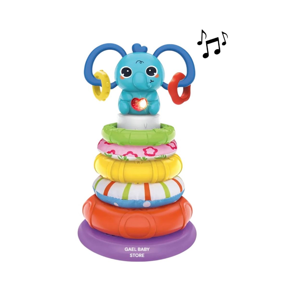 GENERICO - JUGUETE TORRE APILABLE MUSICAL CON FORMA DE ELEFANTE