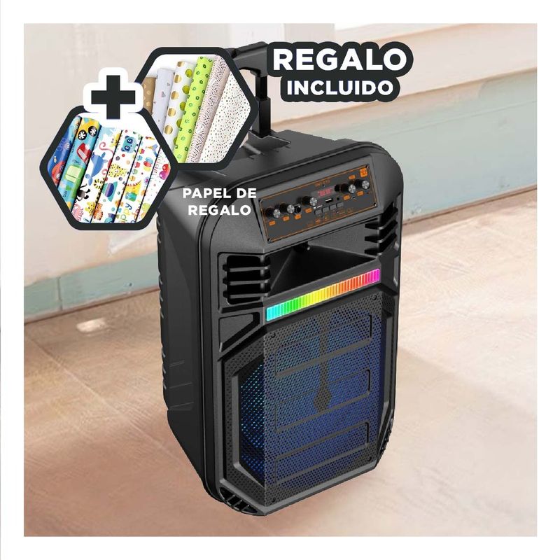 GENERICO - Parlante con Conexion Bluetooth de 12pulg Y+Papel de Regalo