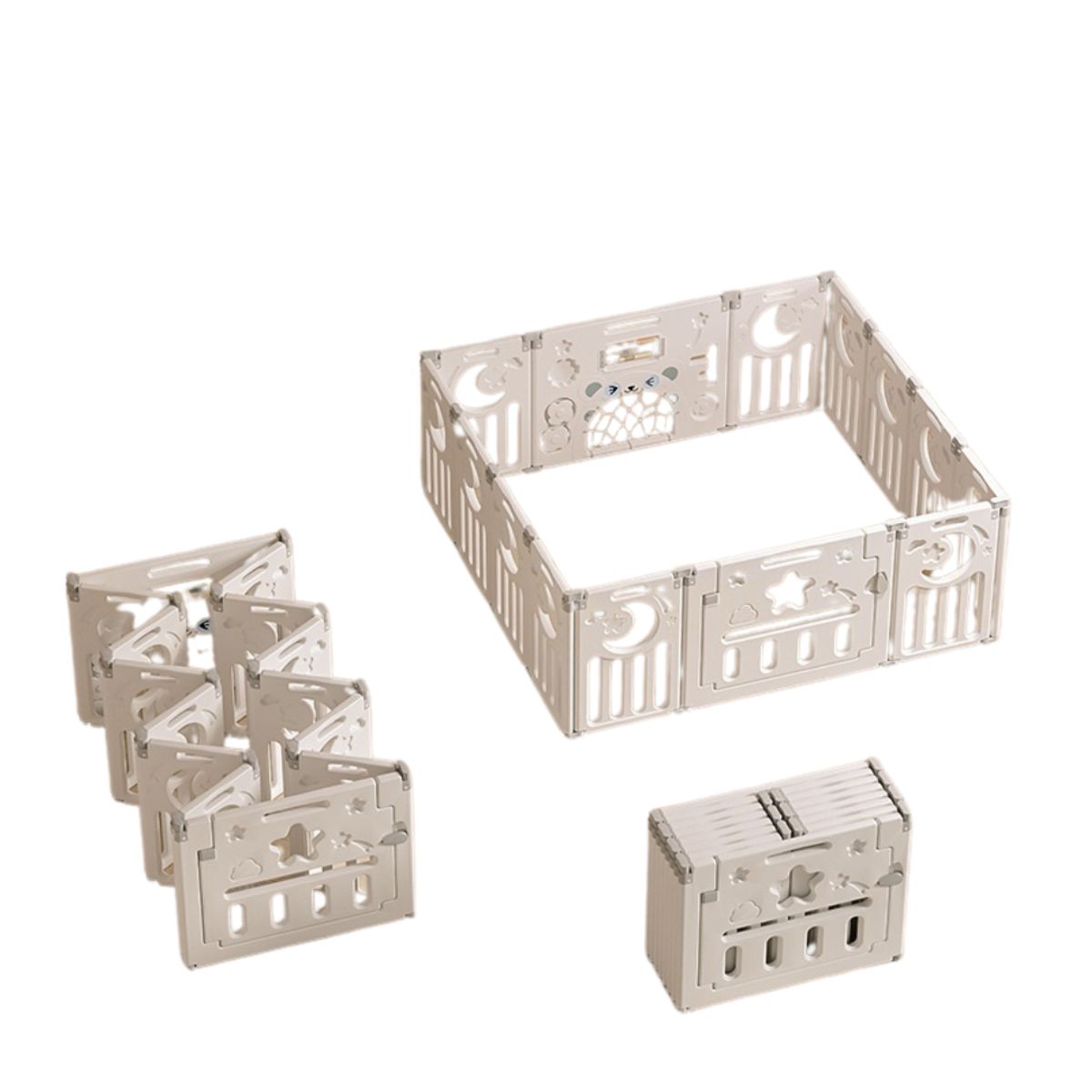 GENERICO - Corral plegable celeste y blanco infantil 150 x 110 cm