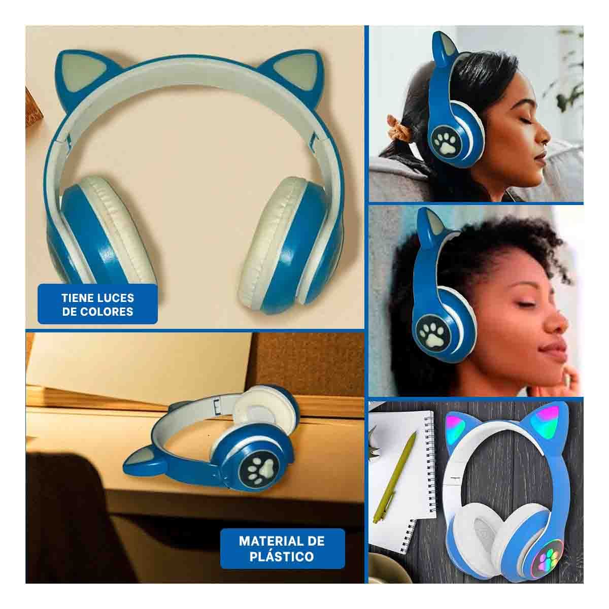 GENERICO - Pack6 Orejera con Luz en Orejitas Azul Y+Regalo Stickers