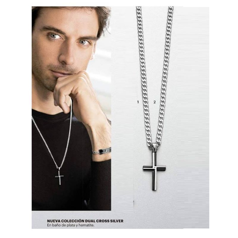 ESIKA - Collar Cadena Hope Cross Esperanza - Cruz Baño Plata Hombre 60cm