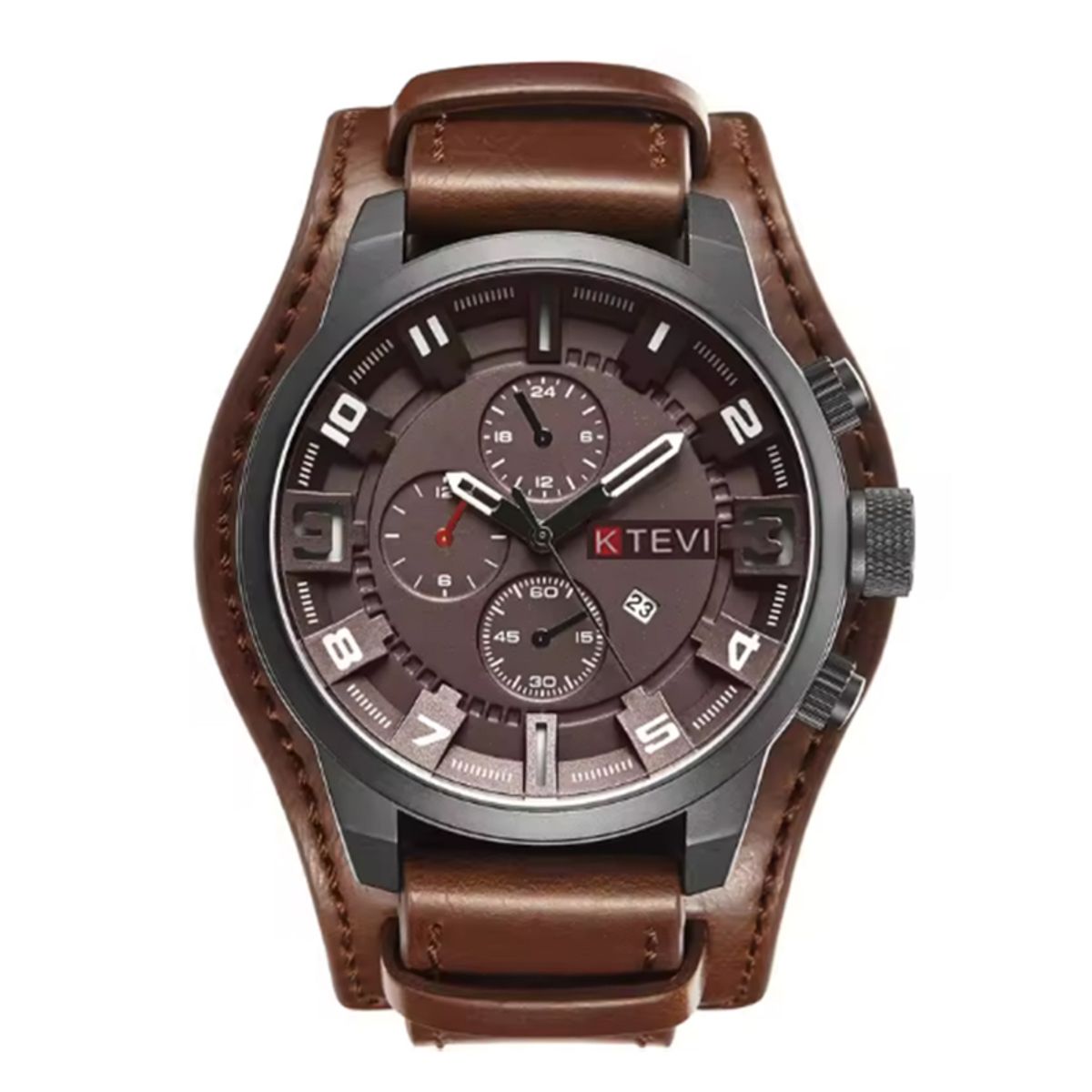 OVOTOUMI - Toumi KTE reloj mecánico de gran dial impermeable -marron