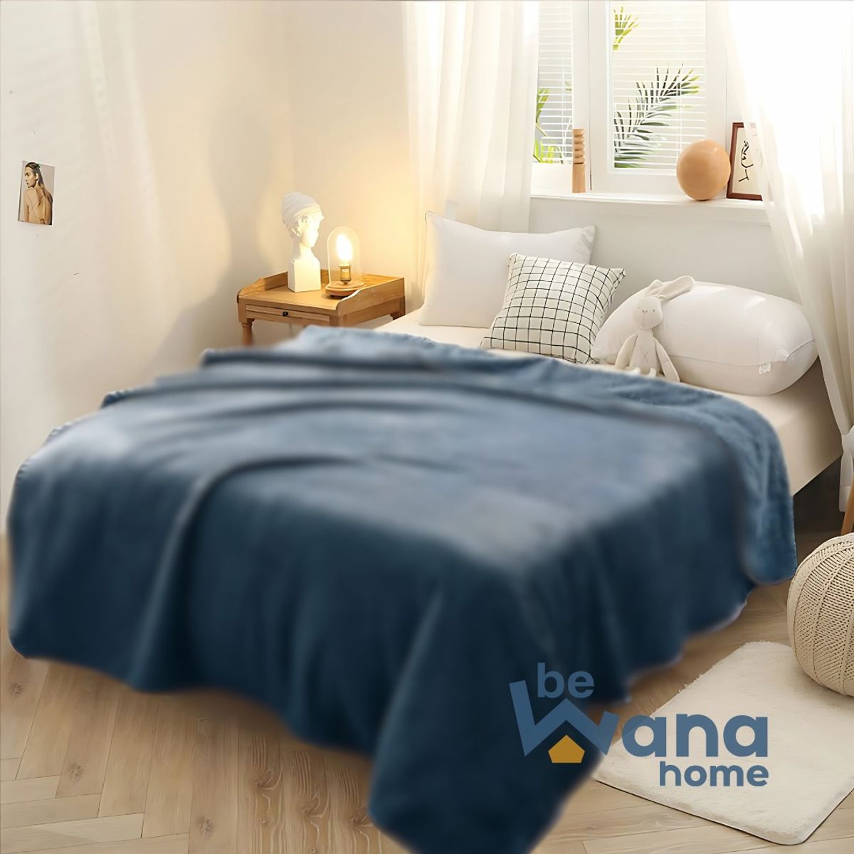 CASATEX - Manta Polar Antialérgica Delgada PREMIUM 2PLZ Azul Acero