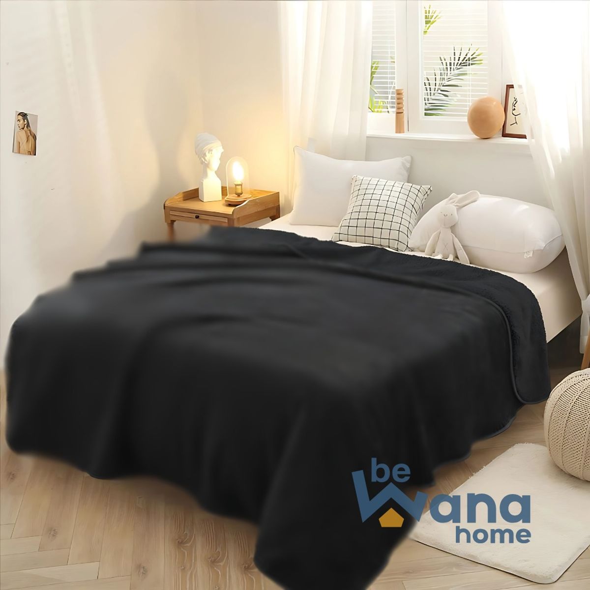 CASATEX - Manta Polar Antialérgica Delgada PREMIUM 2PLZ Black