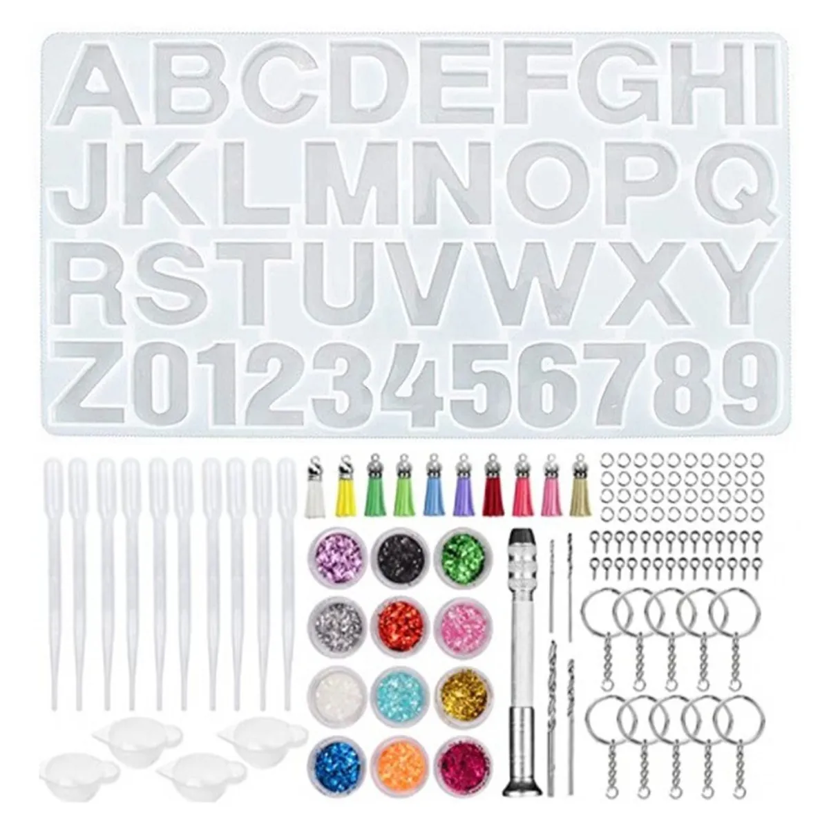 ZIMRAHYG - Molde De Letra De Silicona De Resina Epoxi Diy De 152 Piezas