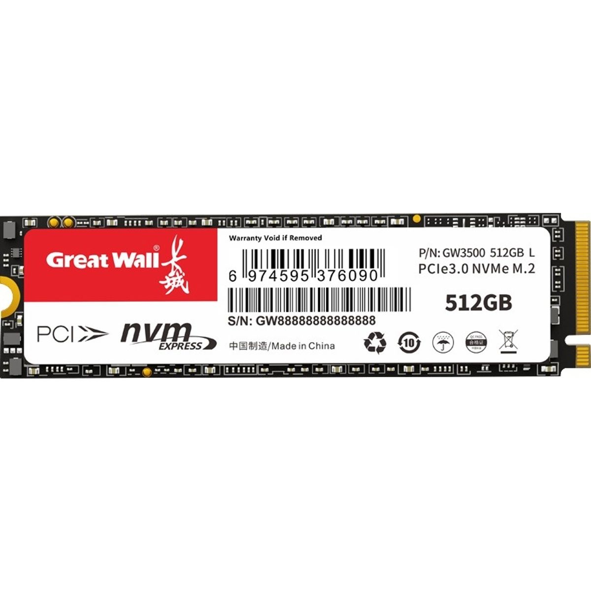 GREAT WALL - Disco Dure SSD Great Wall 512GB PCIe30 NVMe M2 GW3500