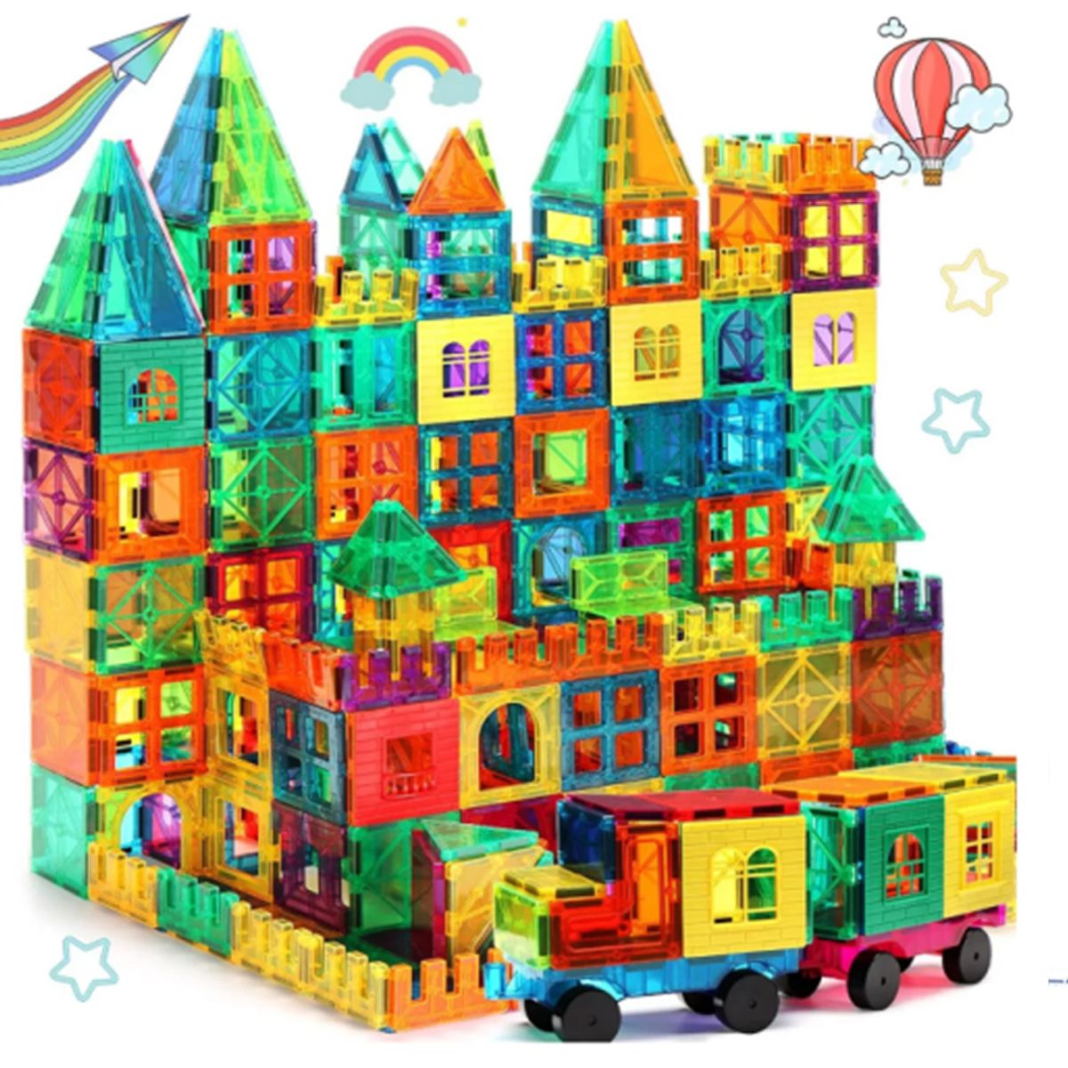 OVOTOUMI - Set 34 Bloques De Construcción Magnéticos Azulejos Imán 3d